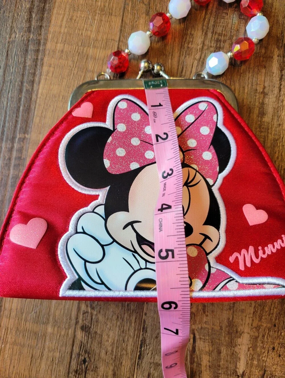 Minnie Mouse Red White Kiss Lock Small Clutch Handbag Purse